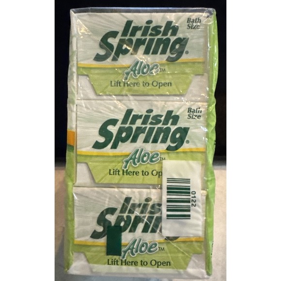 3-Pack Vintage Irish Spring Deodorant Soap ALOE 4.5 oz Bars DISCONTINUED NOS - Picture 2 of 3